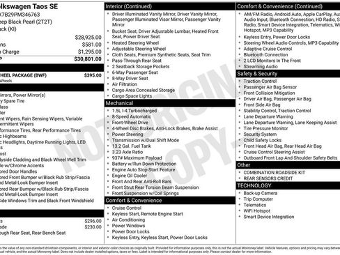 Used 2023 Volkswagen Taos SE w/ Black Wheel Package image 10