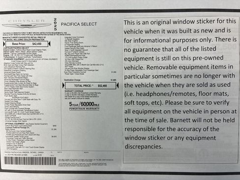 Certified 2025 Chrysler Pacifica Select w/ Uconnect Theater Family Group FWD image 2