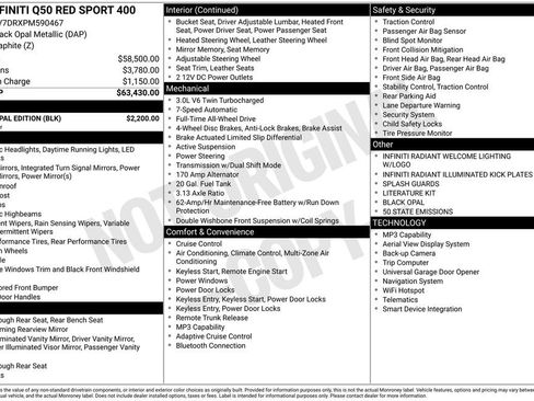 Certified 2023 INFINITI Q50 Red Sport 400 w/ Black Opal Edition AWD/4WD image 3