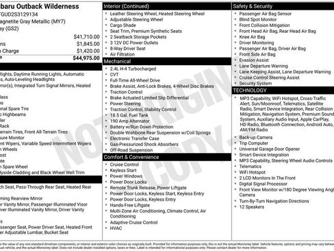 Certified 2025 Subaru Outback Wilderness AWD/4WD image 1