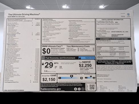 New 2026 BMW X3 xDrive30 w/ Premium Package AWD/4WD image 25