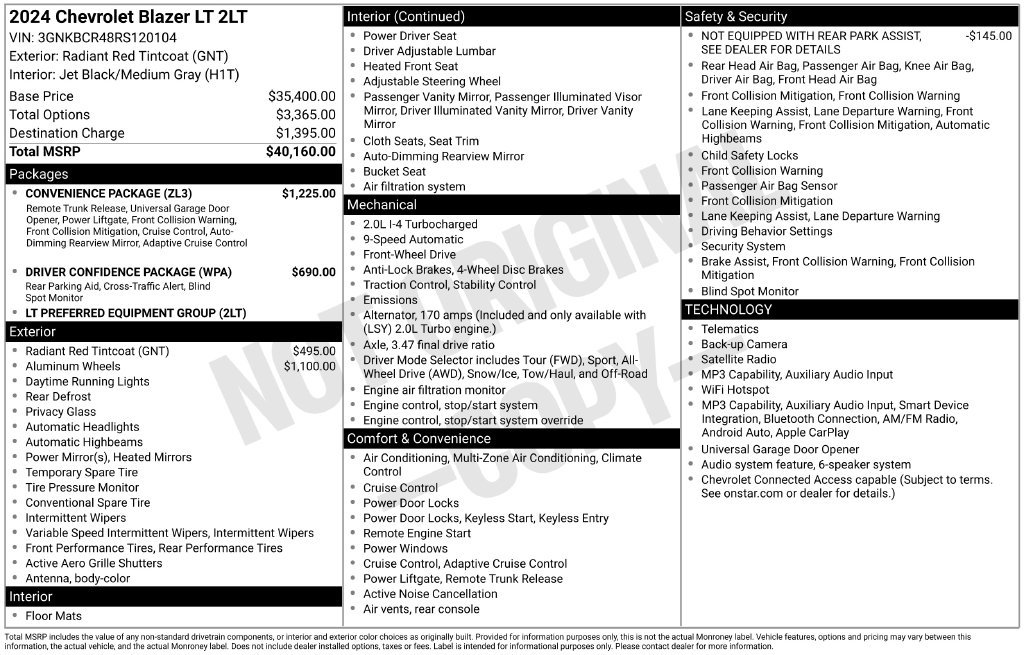 Used 2024 Chevrolet Blazer LT w/ Convenience Package FWD image 6