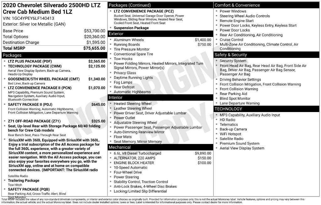 Used 2020 Chevrolet Silverado 2500 LTZ w/ LTZ Plus Package AWD/4WD image 7