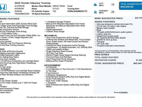 Used 2022 Honda Odyssey Touring image 3