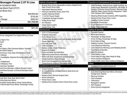 Used 2021 Volkswagen Passat 2.0T R-Line w/ Luggage Net & Mats Package image 27