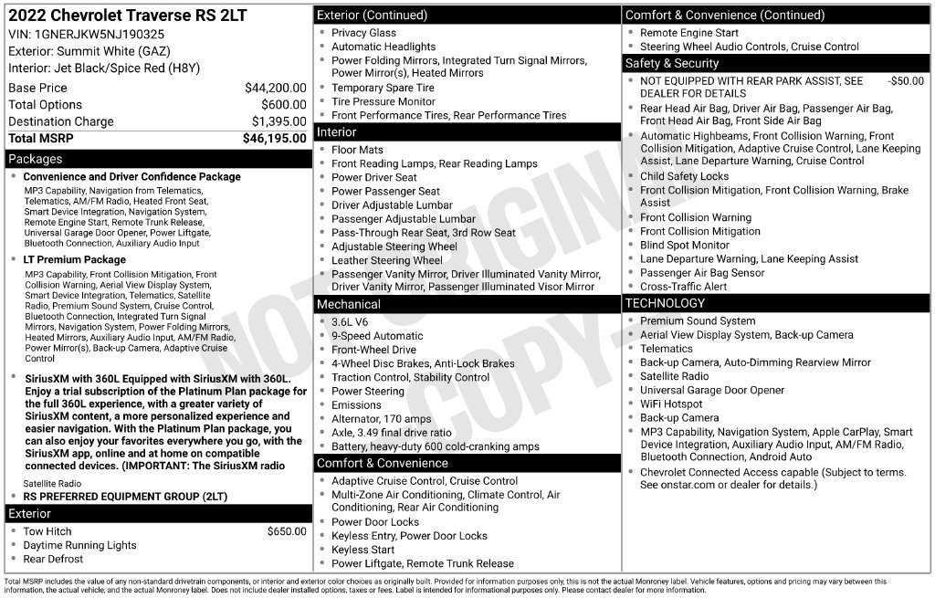 Used 2022 Chevrolet Traverse RS FWD image 4