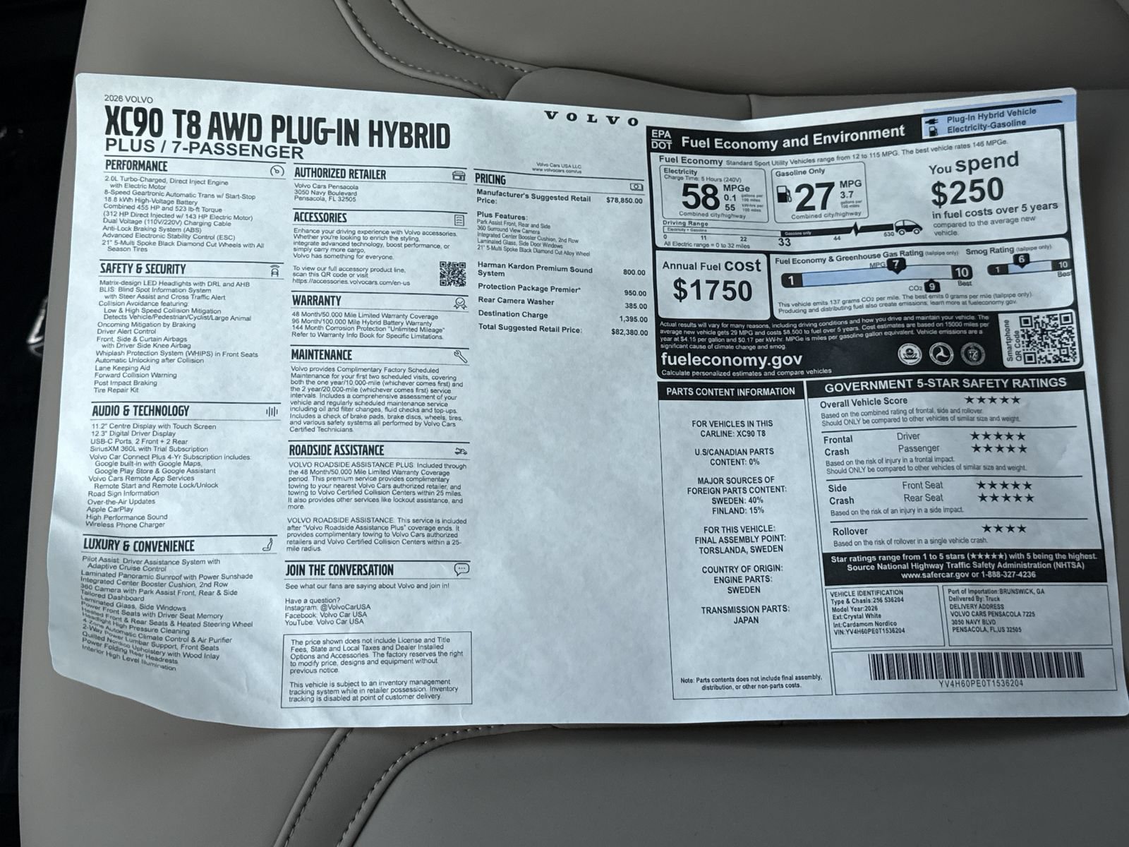 New 2026 Volvo XC90 T8 Plus w/ Protection Package Premier AWD/4WD image 33