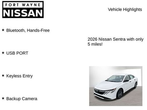 New 2026 Nissan Sentra S w/ Floor Mat Package image 7