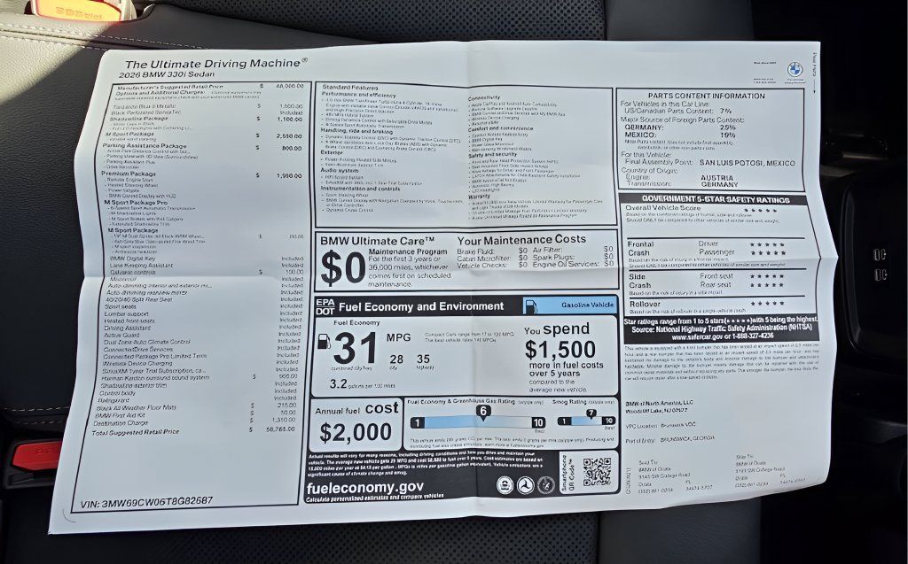 New 2026 BMW 330i Sedan w/ M Sport Package RWD image 23
