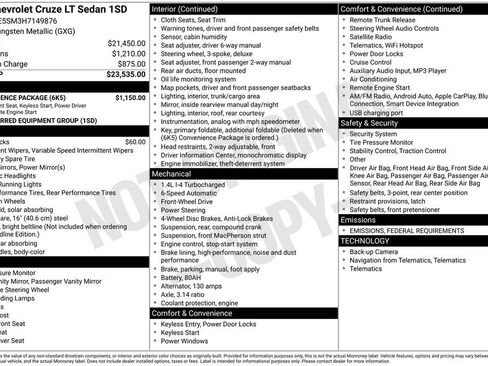 Used 2017 Chevrolet Cruze LT w/ Convenience Package image 11