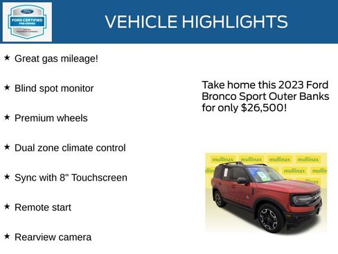 Certified 2023 Ford Bronco Sport Outer Banks w/ Tech Package image 24