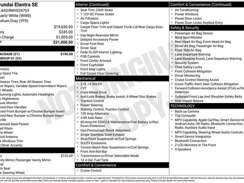 Used 2021 Hyundai Elantra SE w/ Cargo Package FWD image 5