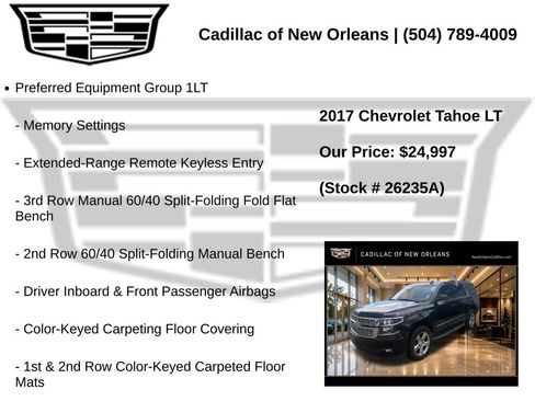 Used 2017 Chevrolet Tahoe LT w/ Luxury Package RWD image 5