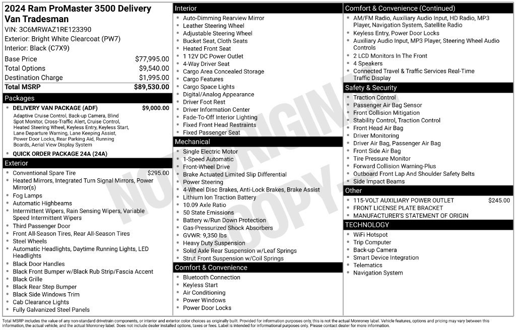 New 2024 RAM ProMaster 3500 w/ Delivery Van Package FWD image 5