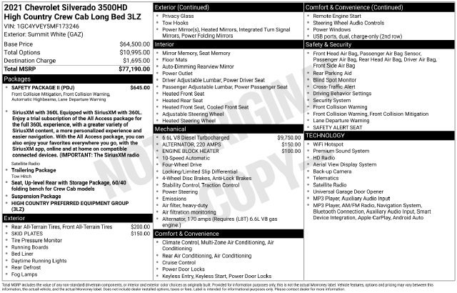 Used 2021 Chevrolet Silverado 3500 High Country w/ Safety Package II AWD/4WD image 34