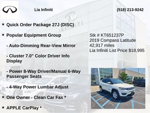Used 2019 Jeep Compass Latitude w/ Popular Equipment Group AWD/4WD image 10