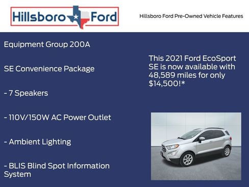 Used 2021 Ford EcoSport SE w/ SE Convenience Package FWD image 3