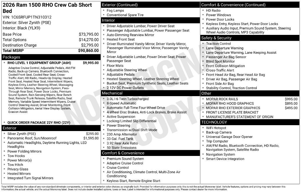 New 2026 RAM 1500 RHO w/ RHO Level 1 Equipment Group AWD/4WD image 35