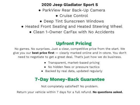 Used 2020 Jeep Gladiator Sport w/ Quick Order Package 24S AWD/4WD image 1