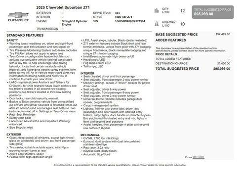 Certified 2025 Chevrolet Suburban Z71 w/ Comfort Package AWD/4WD image 36