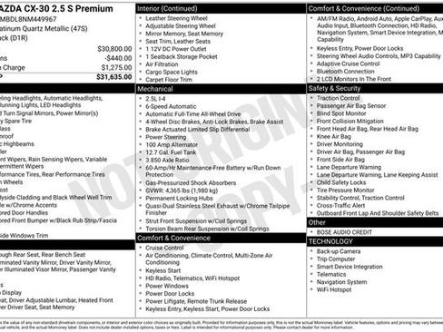 Used 2022 MAZDA CX-30 AWD 2.5 S w/ Premium Package image 9