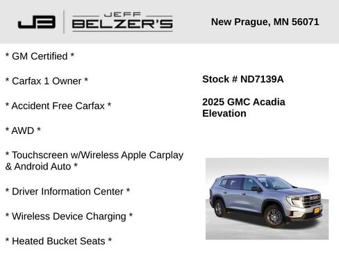 Certified 2025 GMC Acadia Elevation image 2