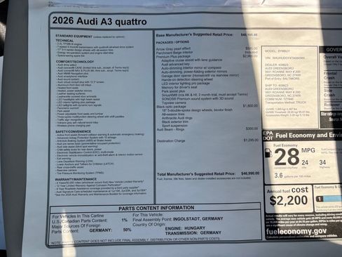 Used 2026 Audi A3 2.0T Premium Plus AWD/4WD image 33