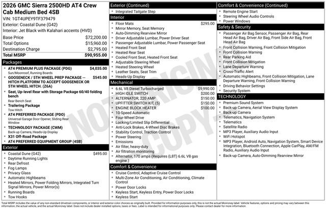 New 2026 GMC Sierra 2500 AT4 w/ AT4 Premium Plus Package AWD/4WD image 28