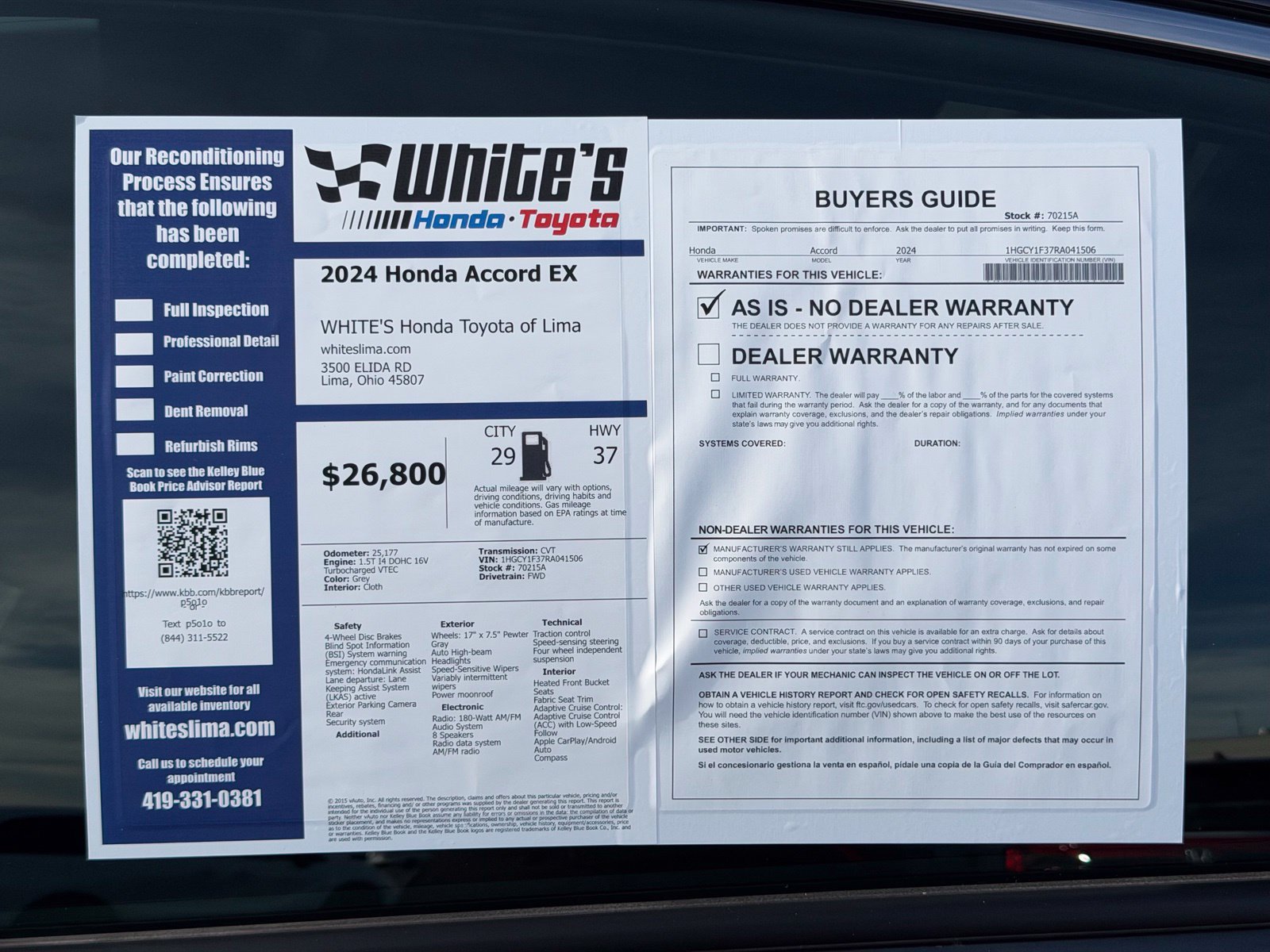 Used 2024 Honda Accord EX image 31