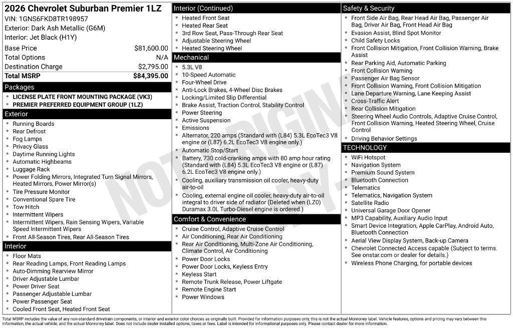 Certified 2026 Chevrolet Suburban Premier AWD/4WD image 9