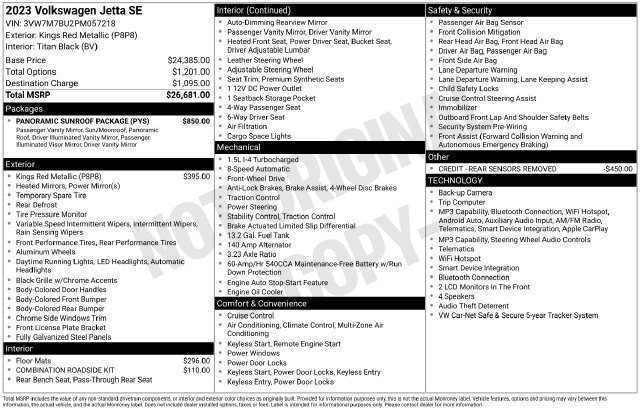 Certified 2023 Volkswagen Jetta SE w/ Panoramic Sunroof Package FWD image 33