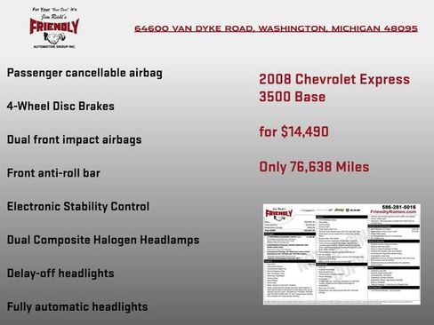 Used 2008 Chevrolet Express 3500 Passenger w/ LT Preferred Equipment Group RWD image 5