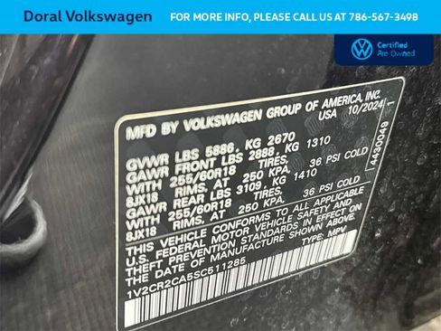 Certified 2025 Volkswagen Atlas Peak Edition SE image 29