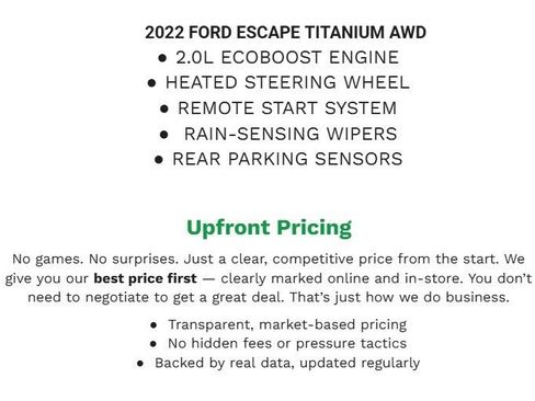 Certified 2022 Ford Escape Titanium w/ Class II Trailer Tow Package AWD/4WD image 2