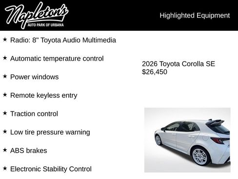 Used 2026 Toyota Corolla SE FWD image 2