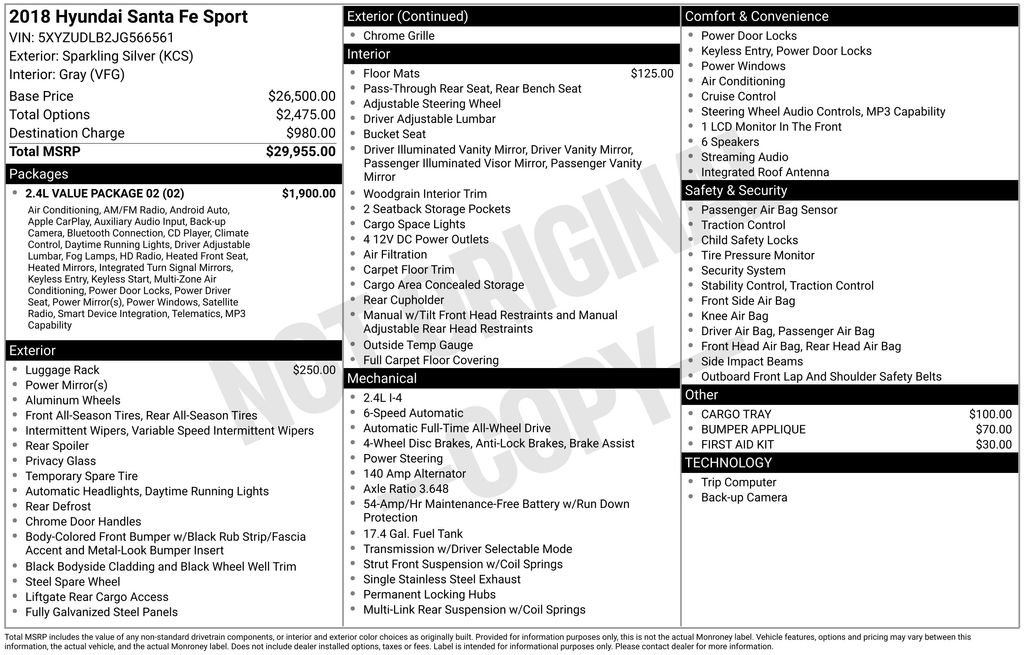 Used 2018 Hyundai Santa Fe Sport w/ 2.4L Value Package 02 AWD/4WD image 5