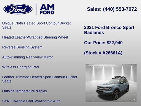 Used 2021 Ford Bronco Sport Badlands w/ Badlands Package AWD/4WD image 30