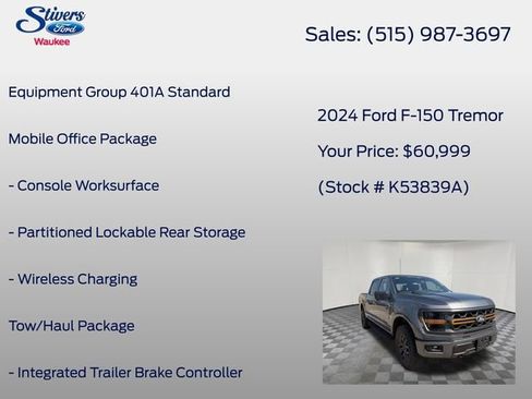 Used 2024 Ford F150 Tremor w/ Bed Utility Package image 7