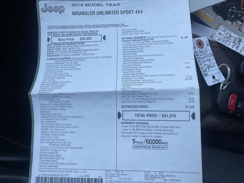 Used 2018 Jeep Wrangler Unlimited Sport S image 35