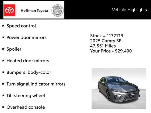 Used 2025 Toyota Camry SE FWD image 37