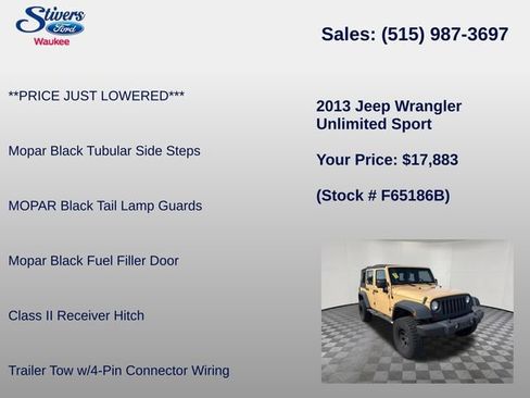 Used 2013 Jeep Wrangler Unlimited Sport w/ Mopar Black Appearance Group AWD/4WD image 16