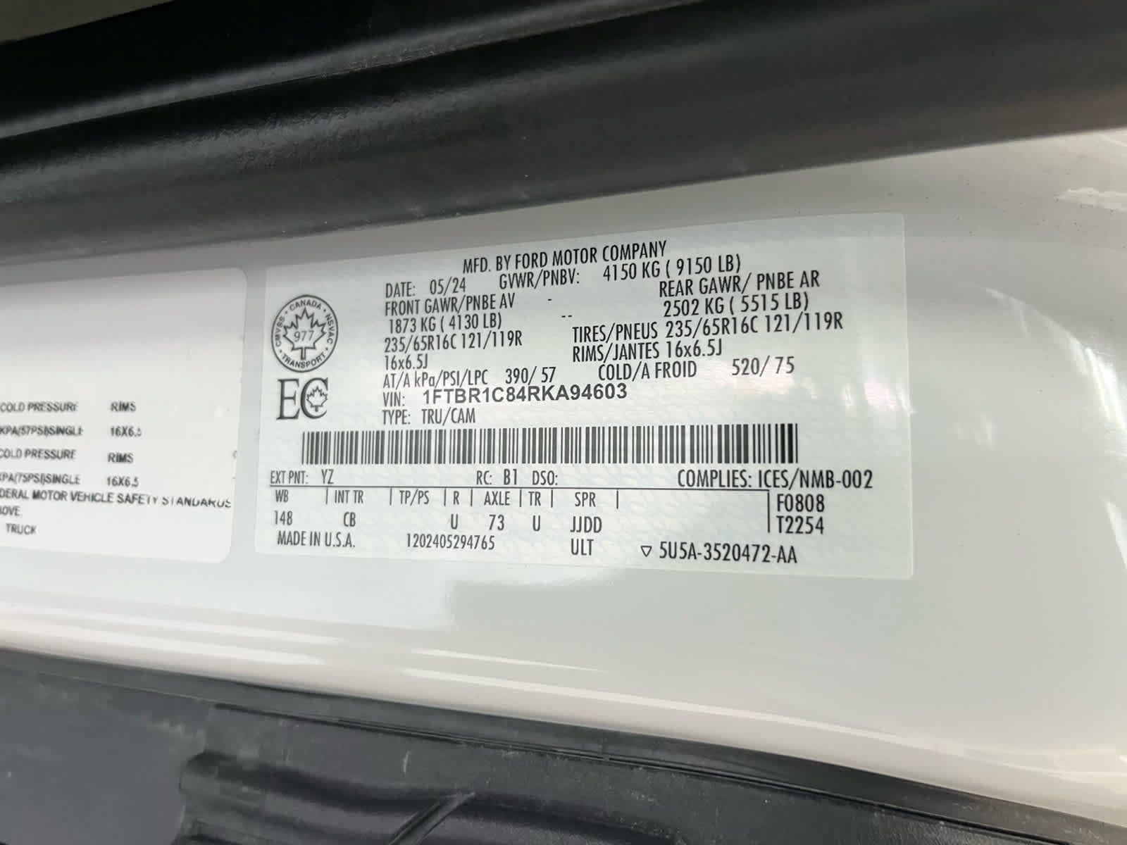 Certified 2024 Ford Transit 250 148 Medium Roof RWD image 8