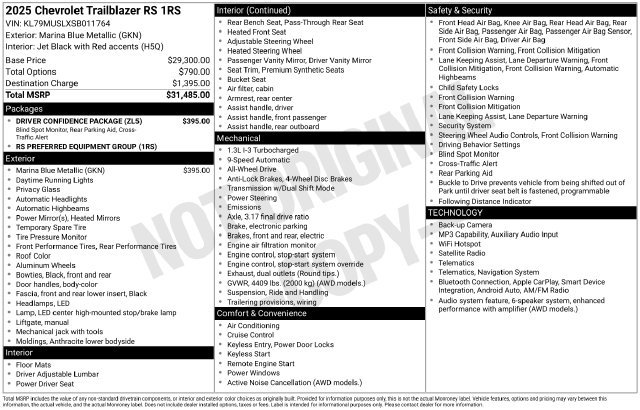 Used 2025 Chevrolet TrailBlazer RS w/ Driver Confidence Package AWD/4WD image 22