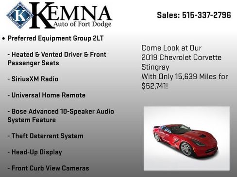 Used 2019 Chevrolet Corvette Stingray Coupe w/ 2LT Preferred Equipment Group image 13