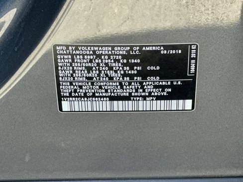 Used 2018 Volkswagen Atlas SEL AWD/4WD image 55