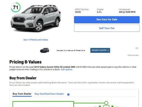 Used 2019 Subaru Ascent Limited w/ Popular Package #3 image 22