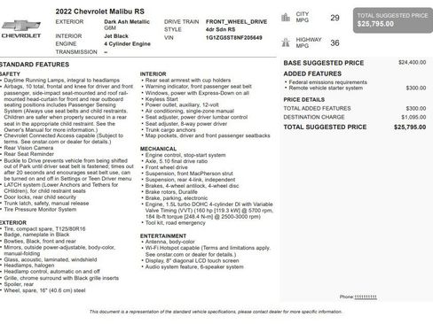 Certified 2022 Chevrolet Malibu RS FWD image 33