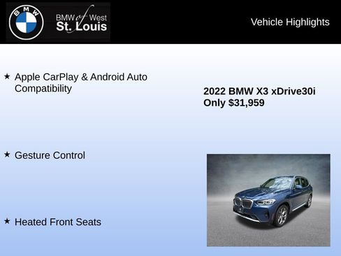 Used 2022 BMW X3 xDrive30i w/ Premium Package 2 (ZPA) AWD/4WD image 17