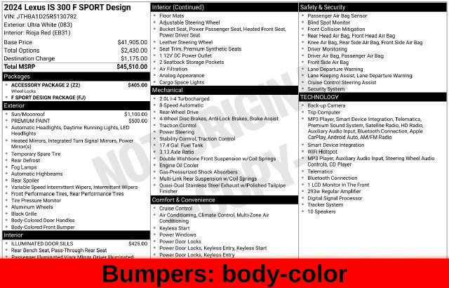 Used 2024 Lexus IS 300 F Sport w/ Accessory Package 2 RWD image 57