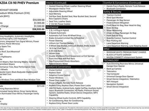 New 2026 MAZDA CX-90 Plug-In Hybrid w/Premium Sport AWD/4WD image 38